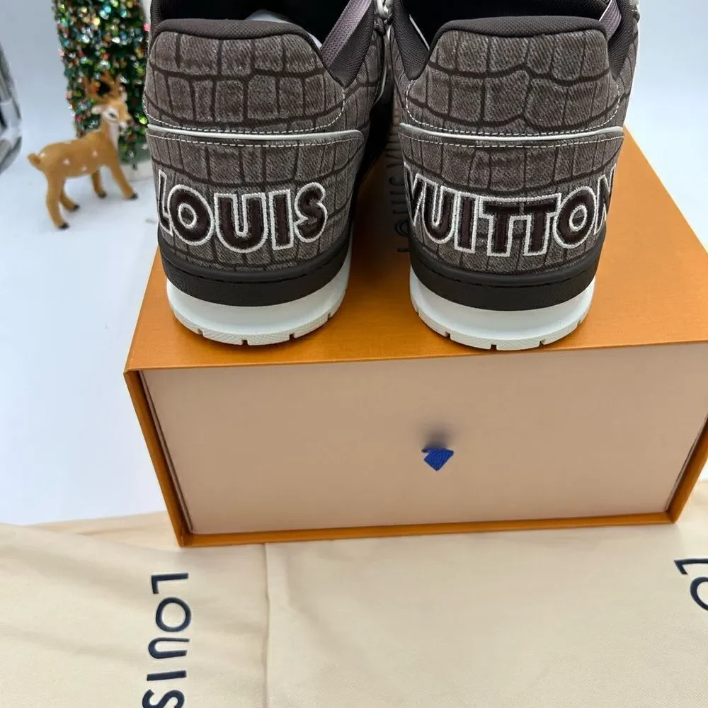Men’s Louis Vuitton trainer sneakers mocha crocodile print size 11 fits US 12 - Picture 6 of 11